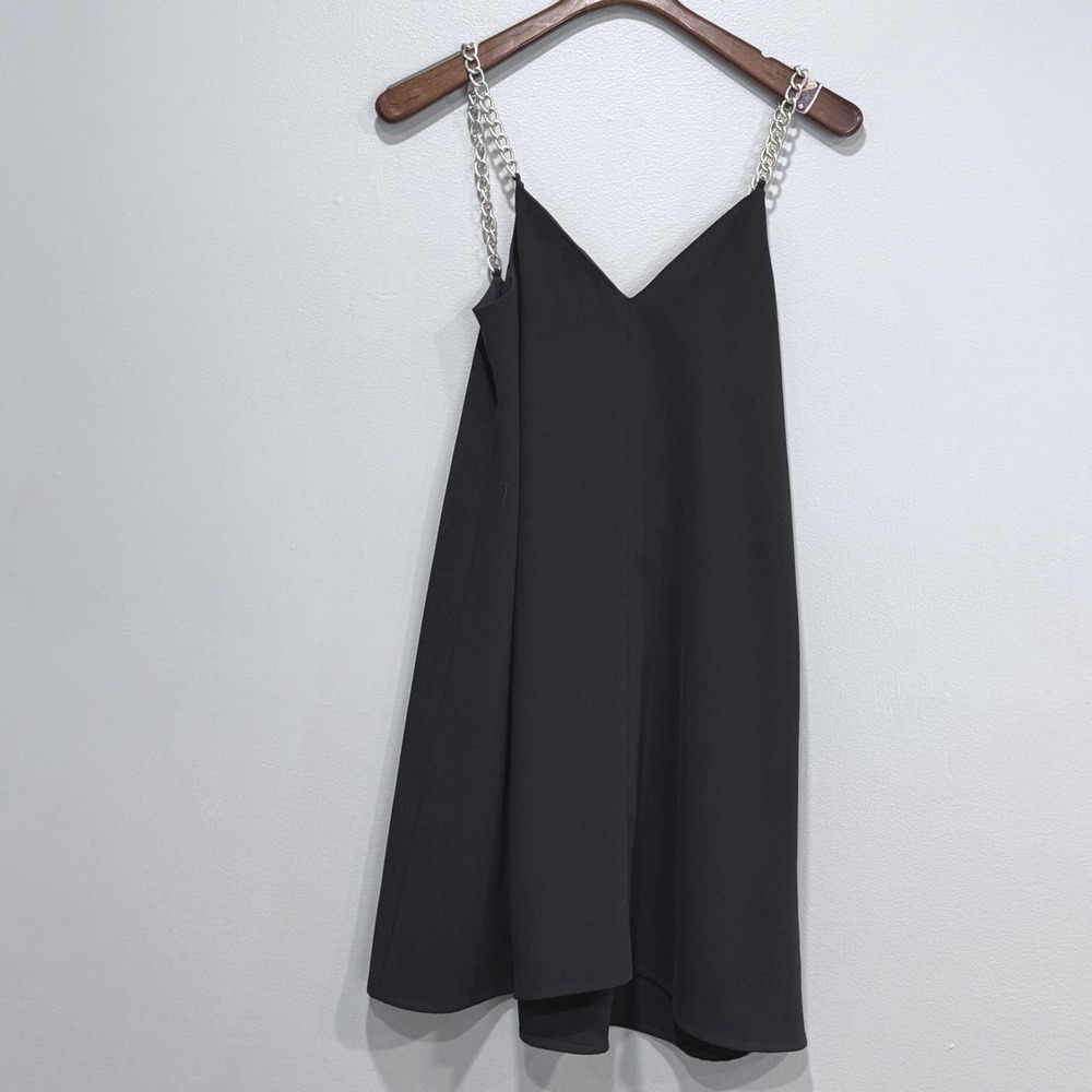 Julie Brown NYC Navy Blue Chain Strap V-Neck Shift Dress Size 2